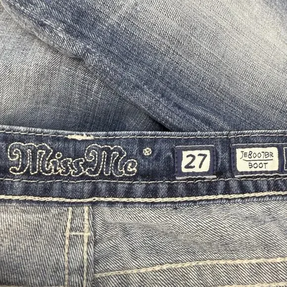 Miss Me Jeans Women's 27x31 (4) Blue Bootcut Rhinestone Pocket Flaps Studding - Picture 8 of 16